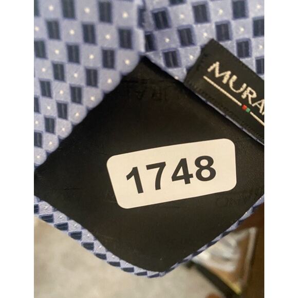 Murano 100% Silk Tie Blue Check Made In USA READ - Picture 11 of 12